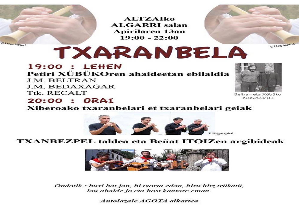 Petiri Caubet Xübüko gogoan, txanbela ohorrean.