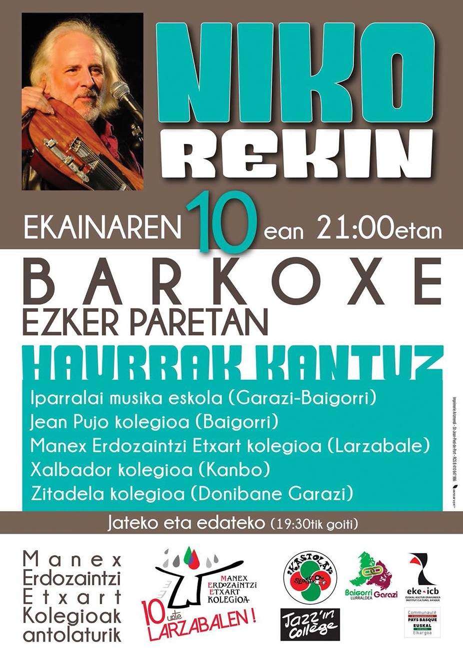 Niko-rekin berehün gazte kantan Barkoxen.